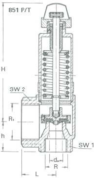 Sicherheitsventil aus Rotguss Typ 851 P/T